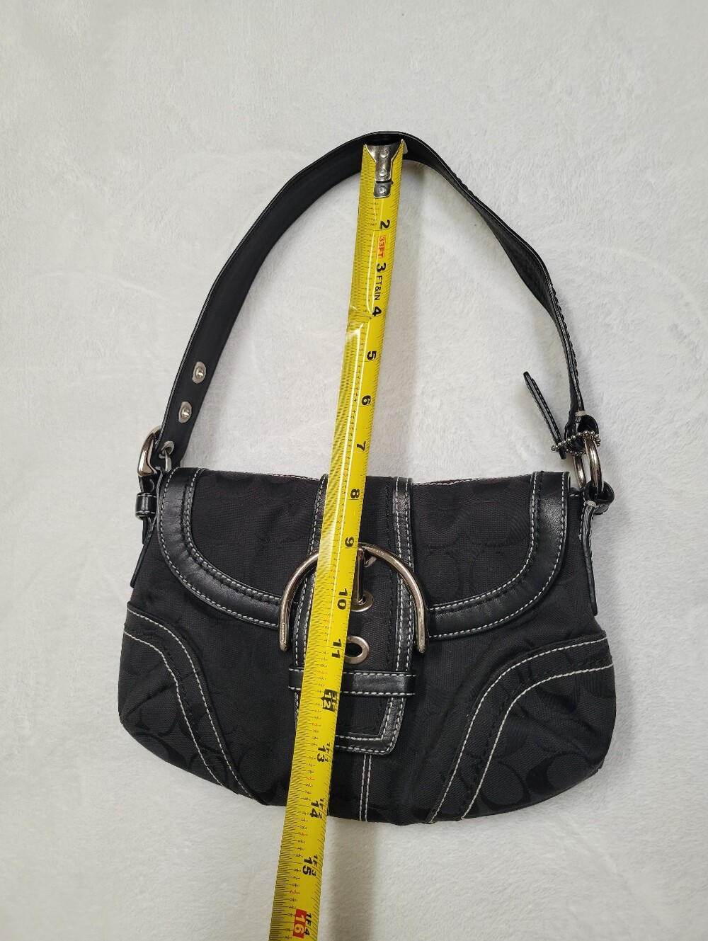 Coach Soho Signature Shoulder Bag Vintage Y2K Black Monogram  Canvas Leather - Picture 13 of 15
